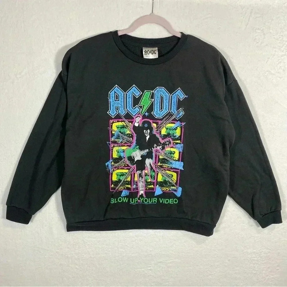 AC/DC Sweaters - AC/DC‎ Blow Up Your Video Women’s Dark Grey Crew Neck Pullover Sweatshirt L